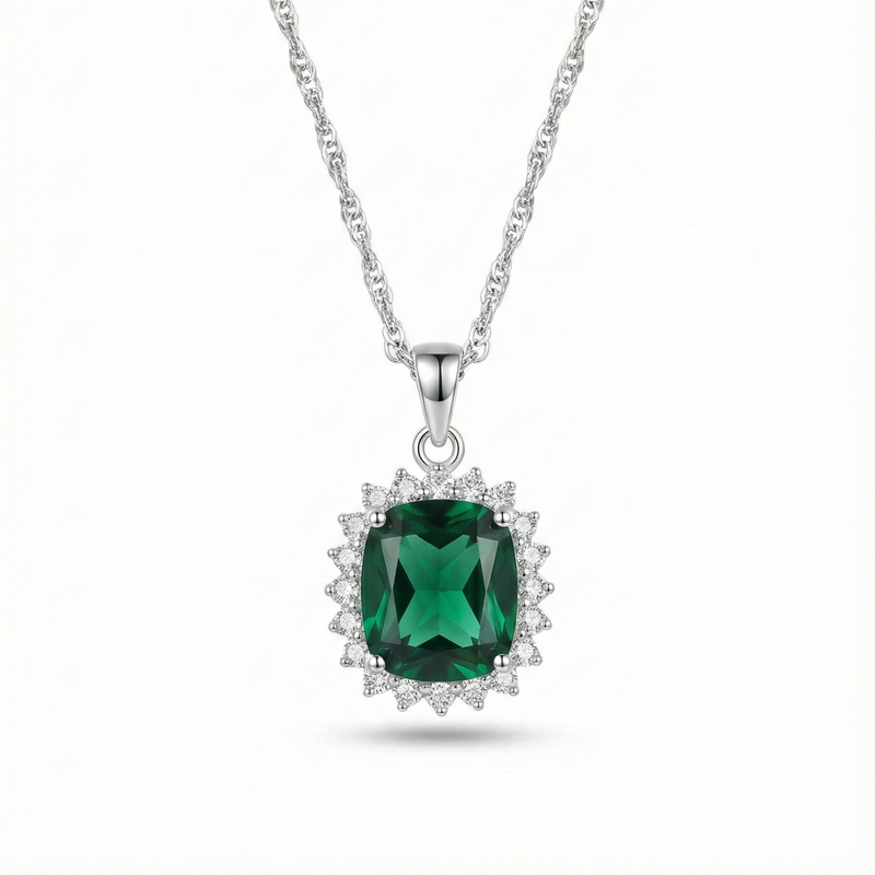 The Emerald Radiant Halo Pendant