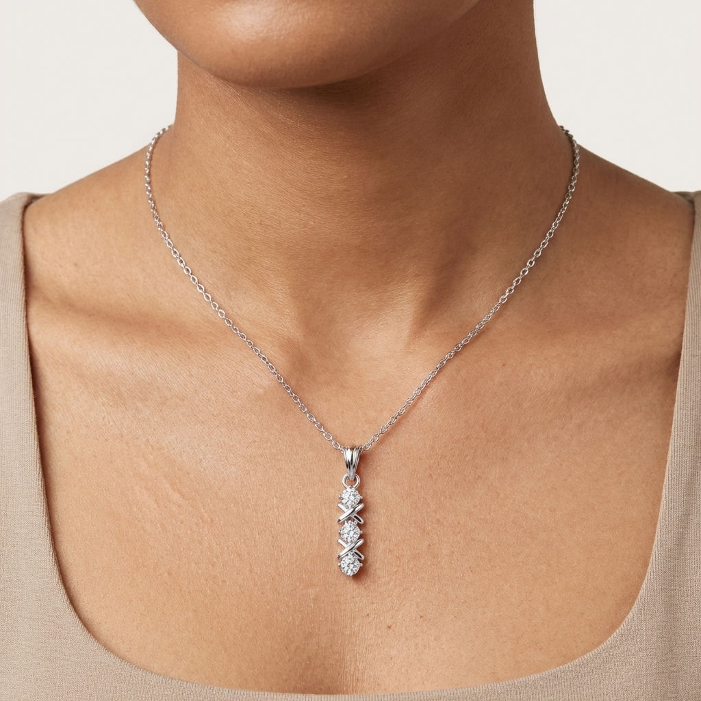Triple-Stone Vertical Pendant
