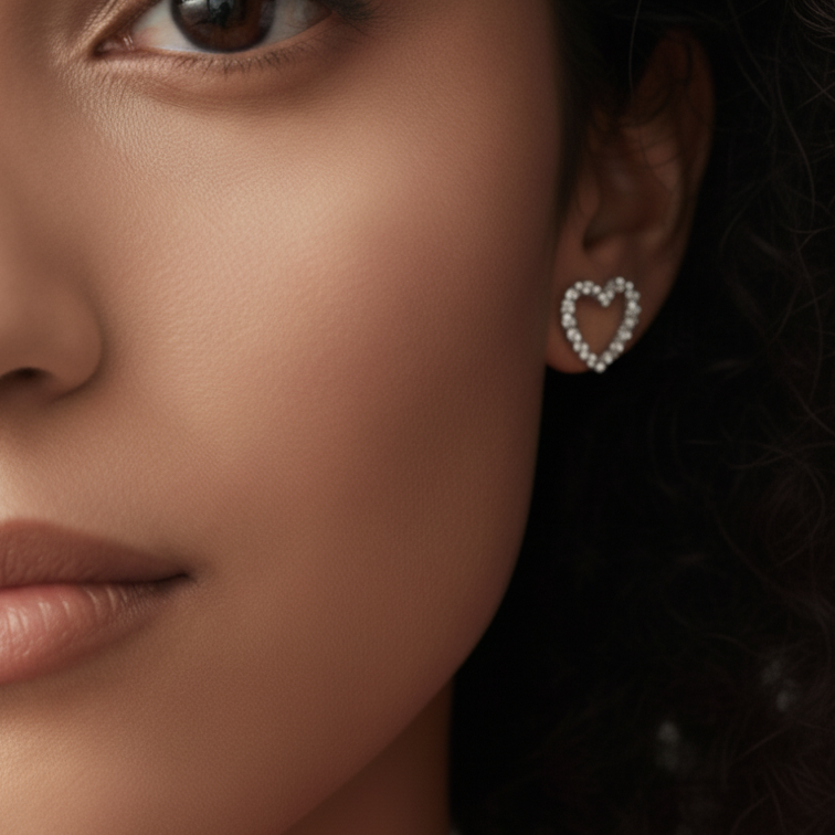 Floating Heart Studs