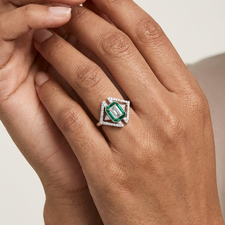 The Architectural Green Accent Ring