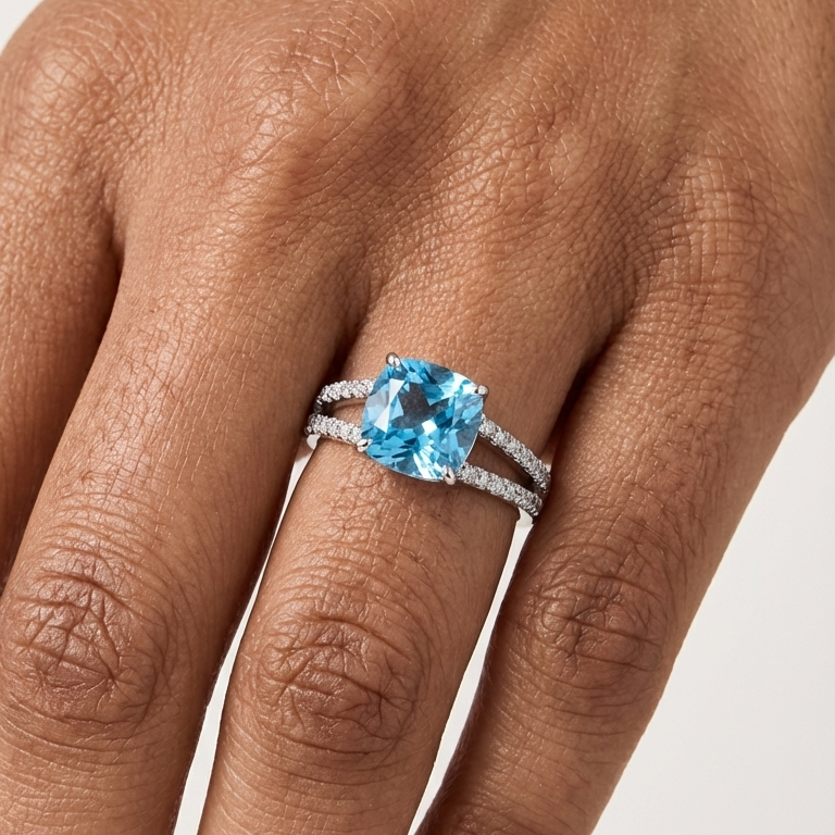 The Ocean Blue Solitaire Ring