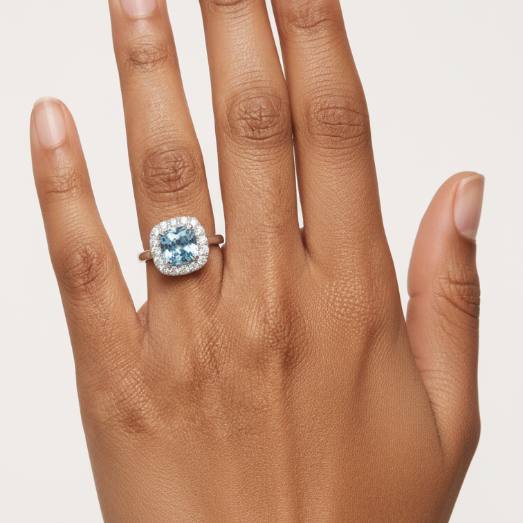 The Aqua Serenity Halo Ring