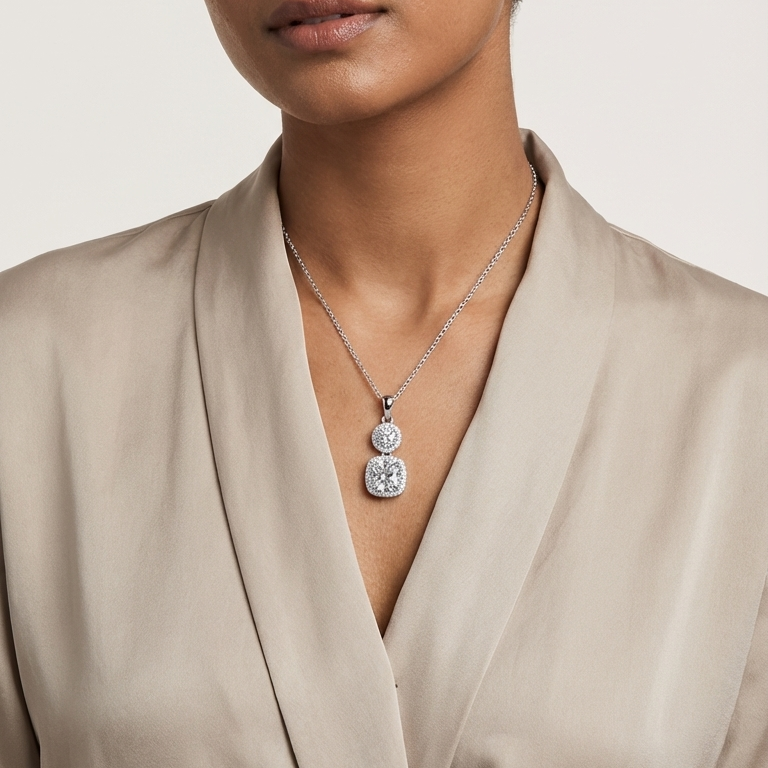 Double-Tiered Cushion Pendant