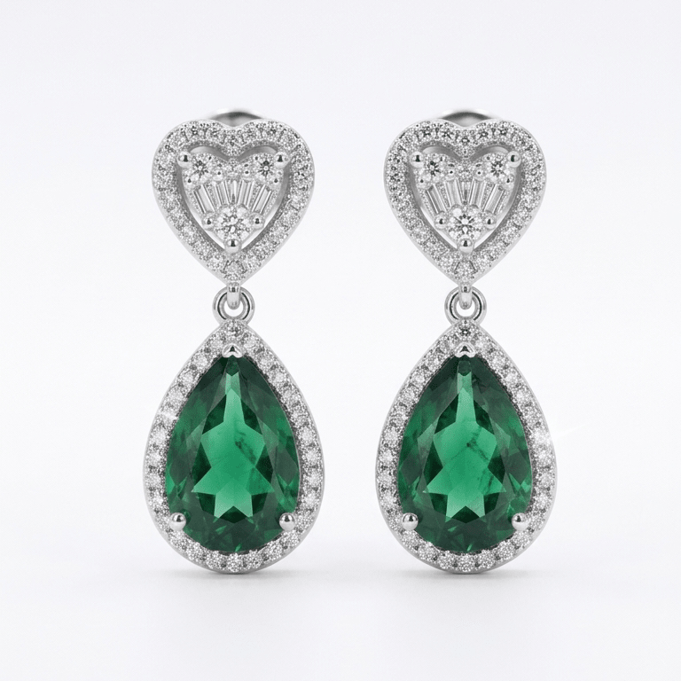 Heart & Pear Statement Drops - Sterling Silver Fine Jewellery - Kyra | Fine Jewellery |