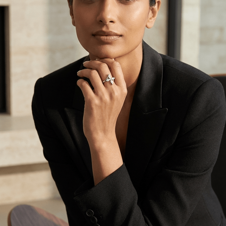 The Marquise Cross Ring - Sterling Silver Fine Jewellery - Kyra | Fine Jewellery |